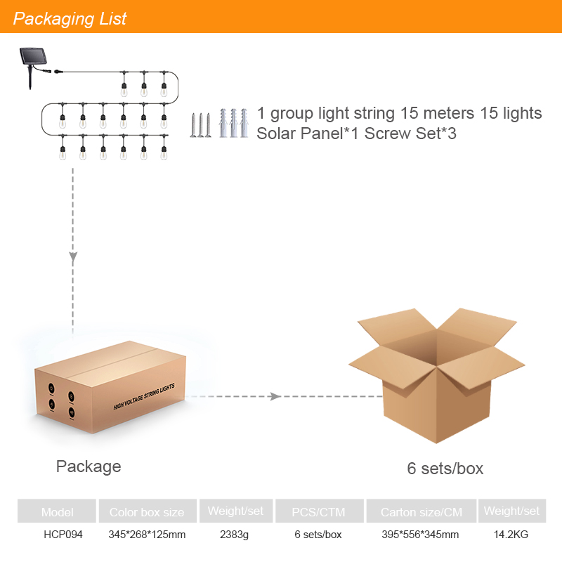 HCP094  S14太阳能灯串